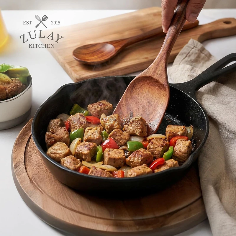 9-Piece Natural Teak Wooden Utensils for Cooking