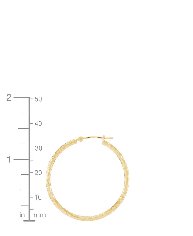 Diamond-Cut Hoop Earrings in 14k Gold, 1 1/3 inch