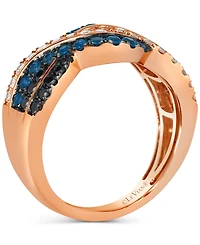 Le Vian Blueberry Sapphire (1/2 ct. t.w.) & Diamond (5/8 ct. t.w.) Crossover Ring in 14k Rose Gold