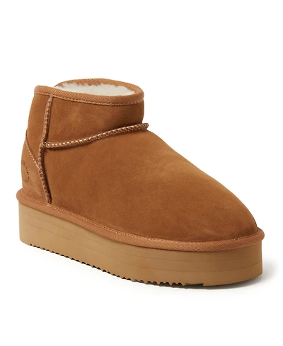 Fireside by Dearfoams Women's Kingston Genuine Shearling Platform Bootie