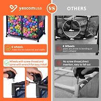 Yescom 37"x24"x35" Mesh Pool Storage Bin Rolling Cart Organizer Metal Frame Color Opt