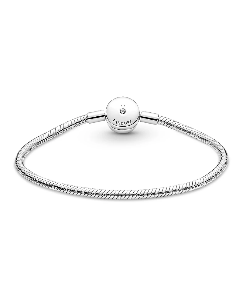 Pandora Moments Cubic Zirconia Sterling Silver Halo Snake Chain Bracelet