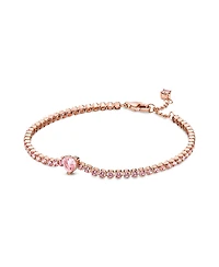 Pandora Cubic Zirconia 14K Rose Gold-Plated Sparkling Heart Tennis Bracelet