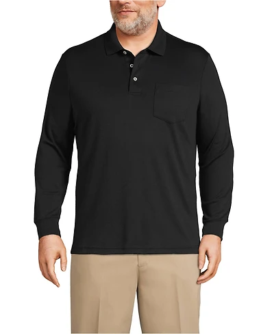 Lands' End Big & Tall Long Sleeve Cotton Supima Polo Shirt with Pocket