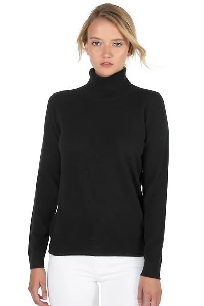Jennie Liu Women's 100% Pure Cashmere Long Sleeve Turtleneck Pullover Sweater