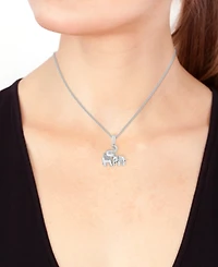 Effy Diamond Mama & Baby Elephant 18" Pendant Necklace (1/10 ct. t.w.) in Sterling Silver