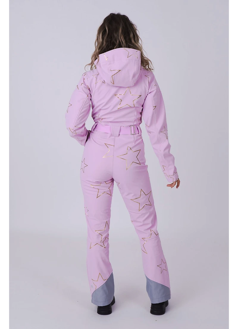 Women's Pink with Stars Chic Ski Suit
