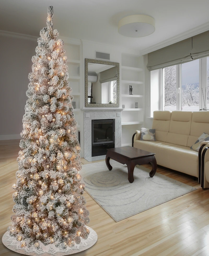 National Tree Company First Traditions 6' Acacia Medium Flocked Tree with Clear Lights