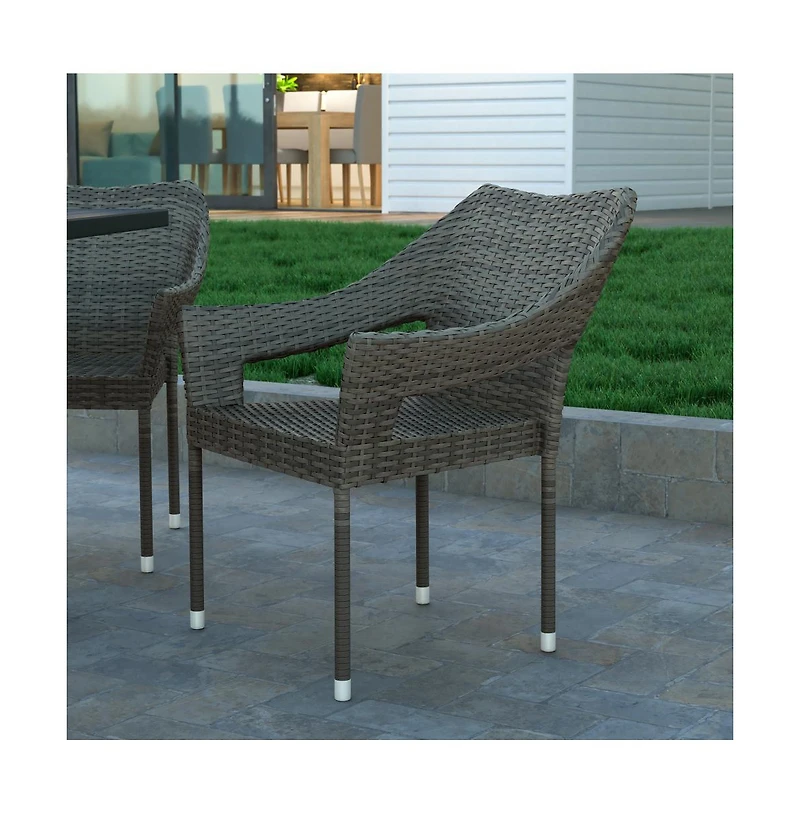 Embry All-Weather Indoor/Outdoor Stacking Patio Dining Chair With Steel Frame And Weather Resistant Pe Rattan