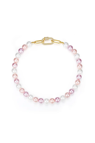 Shell Pearl Necklace with Gem-Encrusted Carabiner Lock