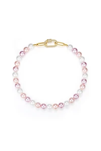 Shell Pearl Necklace with Gem-Encrusted Carabiner Lock (Large)