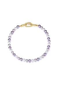 Shell Pearl Necklace with Gem-Encrusted Carabiner Lock (Large)
