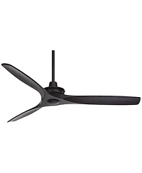52" Windspun Modern Indoor 3 Ceiling Fan with Remote Control Matte Black Solid Wood for Living Room Kitchen House Bedroom Family Dining Home Offi