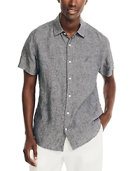 Nautica Men's Classic-Fit Solid Linen Short-Sleeve Shirt