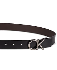 Calvin Klein Men's Monogram Buckle Reversible Leather Belt