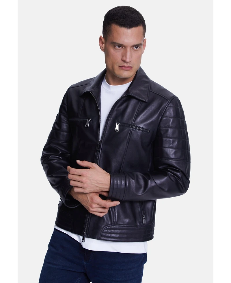 Furniq Uk Men's Fashion Leather Jacket, Nappa Black