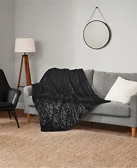Lucky Brand Embossed Cable Faux Fur Throw, 50" x 70"