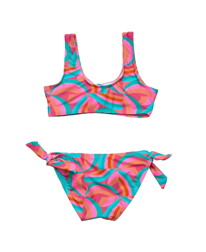 Toddler| Child Girl Geo Melon Sustainable Knot Front Bikini