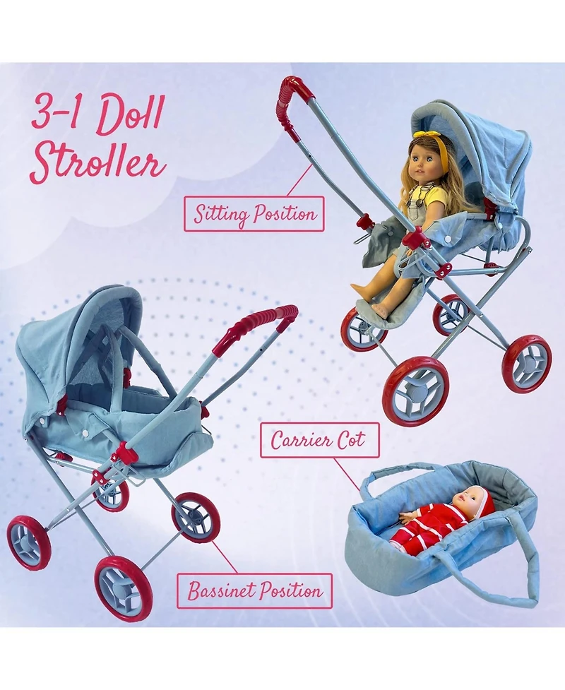 The New York Doll Collection Bassinet Stroller with Travel Carry Bag