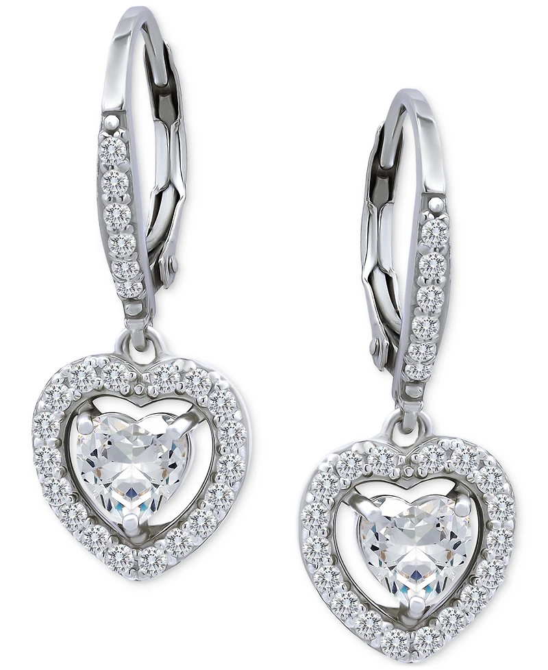 Giani Bernini Cubic Zirconia Leverback Heart Drop Earrings in Sterling Silver, Created for Macy's