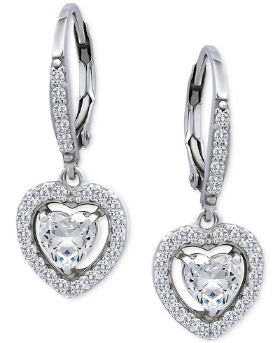 Giani Bernini Cubic Zirconia Leverback Heart Drop Earrings in Sterling Silver, Created for Macy's
