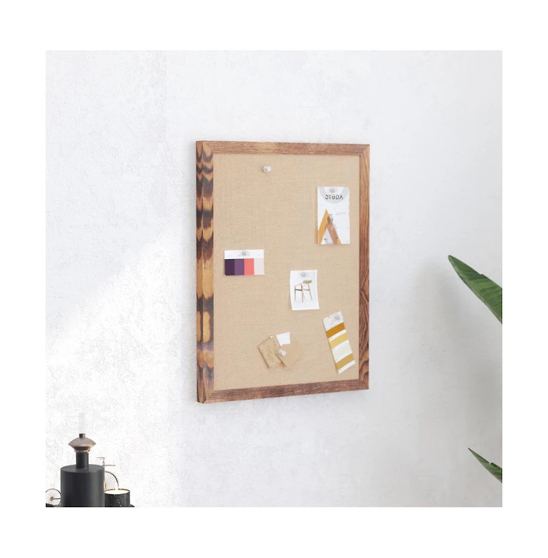 Clarey Linen Display Board With Wooden Frame And Push Pins
