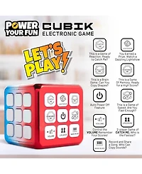 Power Your Fun Cubik Led Flashing Cube Memory Game - Metallic Red/Blue