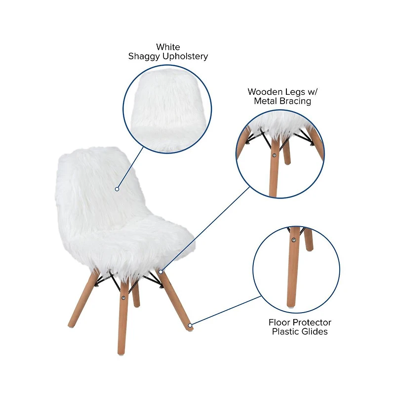 4 Pack Kids Shaggy Dog Accent Chair - Desk Chair - Playroom Chair