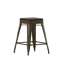 Cory Set Of Four Backless Metal Stools With All-Weather Poly Resin Seats For Indoor Use Only