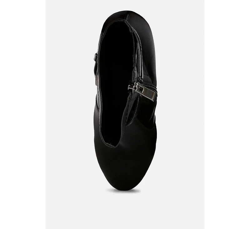 Doesburg Black Satin Stiletto Ankle Boot