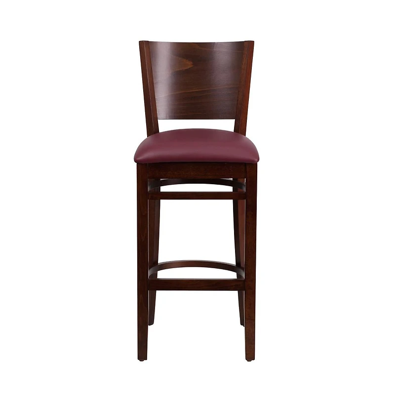 Solid Back Wooden Restaurant Dining Barstool