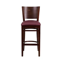 Solid Back Wooden Restaurant Dining Barstool
