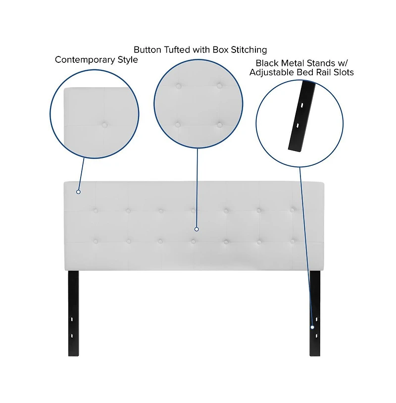 Button Tufted Queen Upholstered Headboard