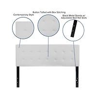 Button Tufted Queen Upholstered Headboard