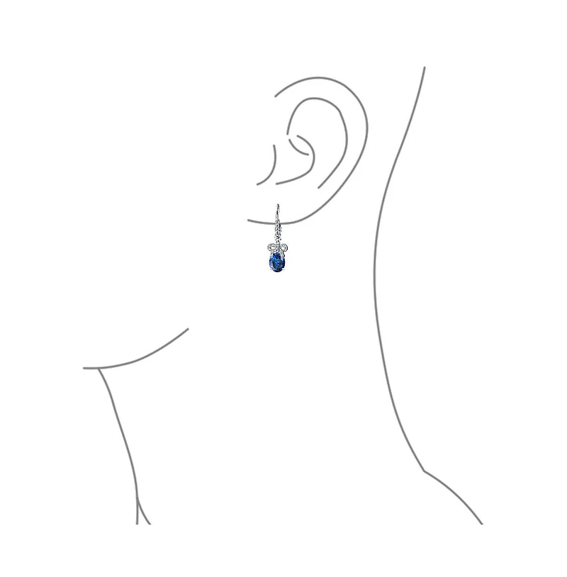 Bling Jewelry Cubic Zirconia Cz Accent Ribbon Bow Oval Drop Chandelier Earrings For Women Lever back