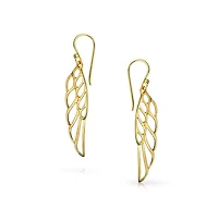 Bling Jewelry Spiritual Religious Dangle Angel Wing Feather Earrings Sterling Silver