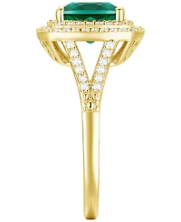 Lab-Grown Emerald (1-1/2 ct. t.w.) & White Sapphire (1/2 ct. t.w.) Ring in 14k Gold-Plated Sterling Silver