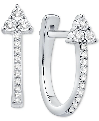 Diamond Triangle Cluster Oval Hoop Earrings (1/10 ct. t.w.) in 10k White Gold