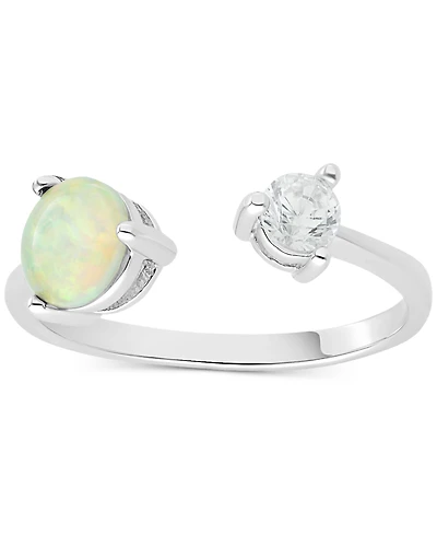 Simulated Opal (3/4 ct. t.w.) & Cubic Zirconia Cuff Ring in Sterling Silver, Exclusively at Macy's
