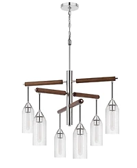 38" Height Metal and Wood Accents Chandelier