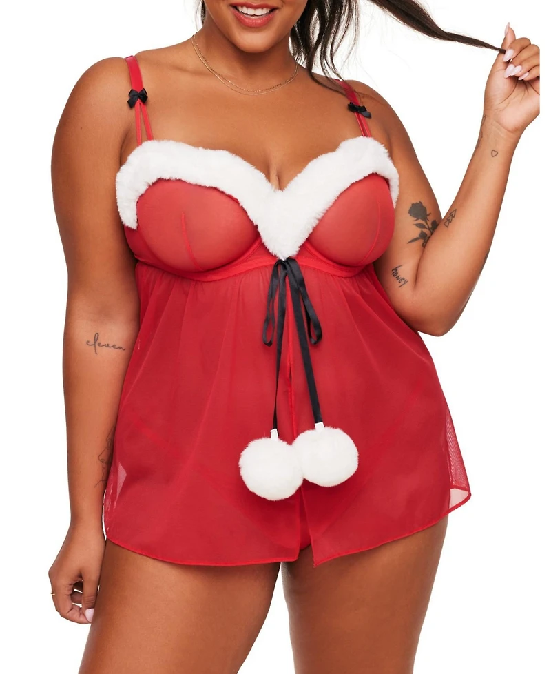 Claussine Women's Plus-Size Babydoll Lingerie