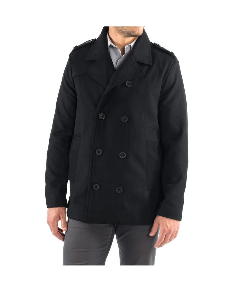 Alpine Swiss Jake Mens Pea Coat Wool Blend Double Breasted Dress Jacket Peacoat