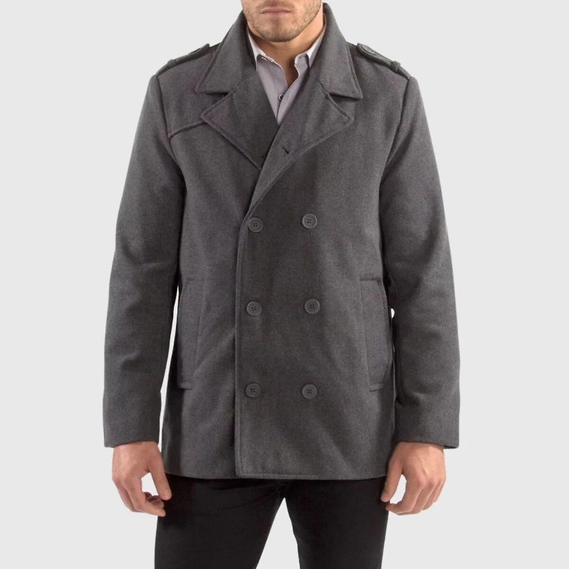 Alpine Swiss Jake Mens Pea Coat Wool Blend Double Breasted Dress Jacket Peacoat