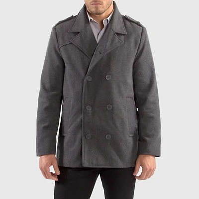 Alpine Swiss Jake Mens Pea Coat Wool Blend Double Breasted Dress Jacket Peacoat