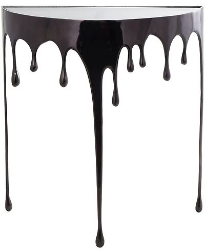 Rosemary Lane Aluminum Drip Console Table with Melting Designed Legs and Shaded Glass Top, 36" x 14" 32"