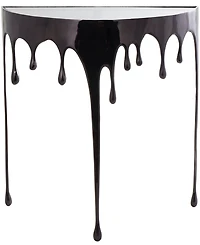Rosemary Lane Aluminum Drip Console Table with Melting Designed Legs and Shaded Glass Top, 36" x 14" 32"