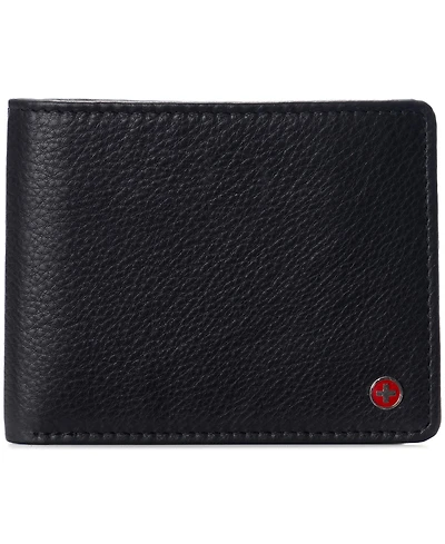 Alpine Swiss Mens Genuine Leather Passcase Bifold Wallet Rfid Safe 2 Id Windows