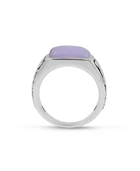 LuvMyJewelry Blue Lace Agate Gemstone Sterling Silver Men Signet Ring Black Rhodium