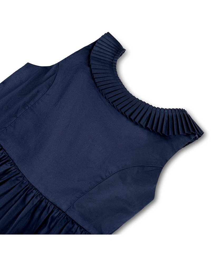 Hope & Henry Big Girls Sleeveless Pleated Collar Sateen Party Dress
