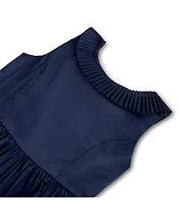 Hope & Henry Big Girls Sleeveless Pleated Collar Sateen Party Dress